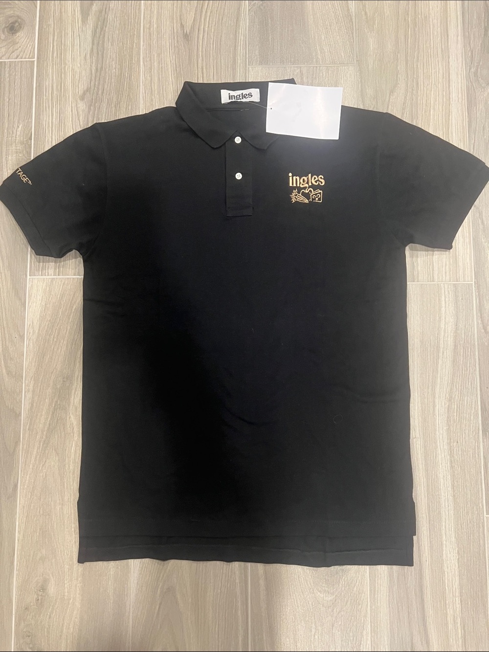 Ingles Men's Black Polo with Gold Embroidered Logo